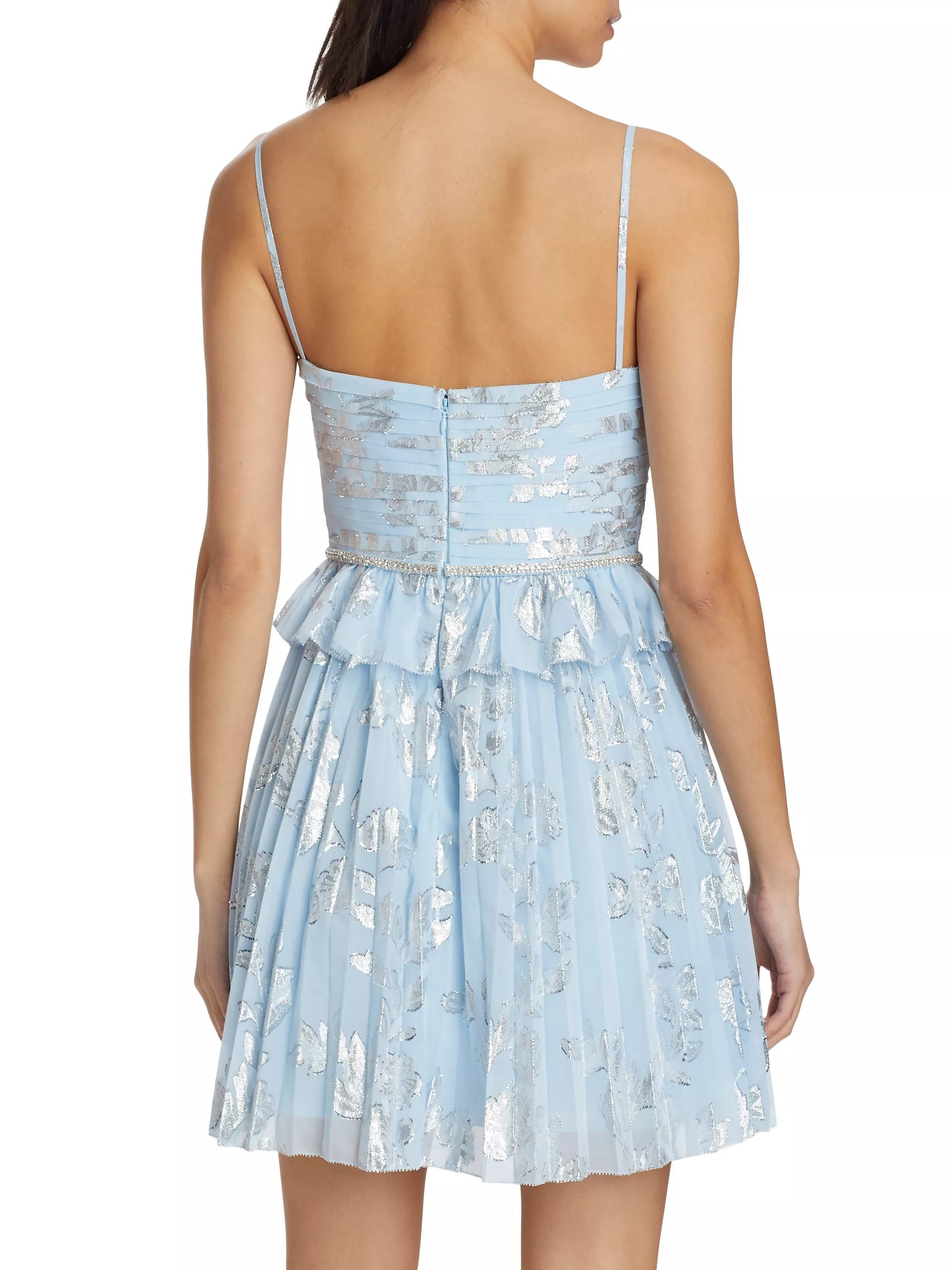 Metallic Floral Ruffle Dress