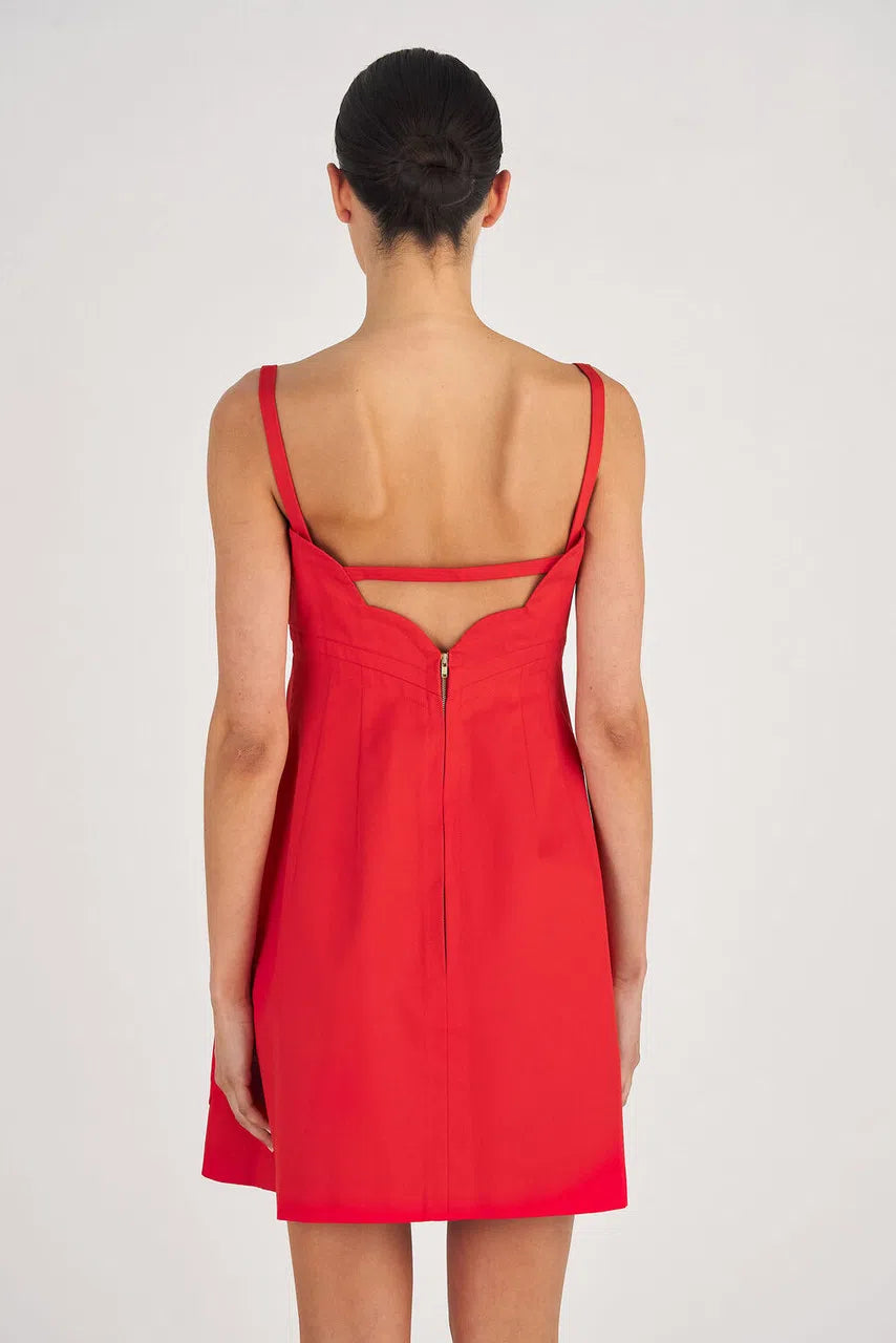 Scallop Mini Dress In Red