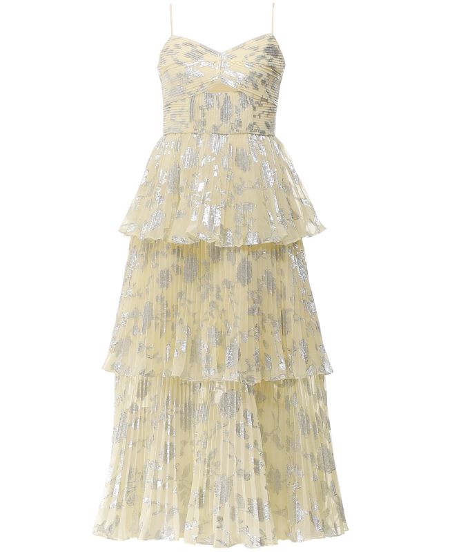 Metallic Jacquard Midi Dress