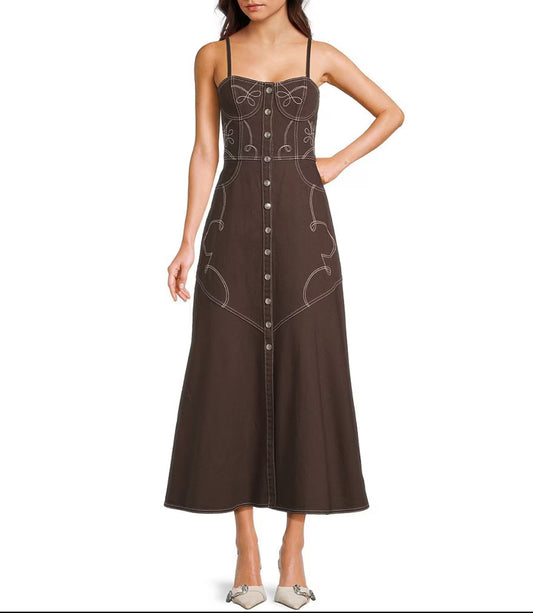 Button Front Western Maxi