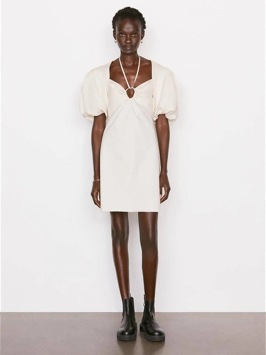 Neck tie Puff Sleeve