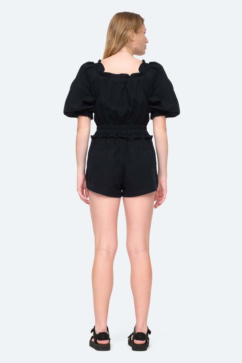 Cara Twill Romper In Navy