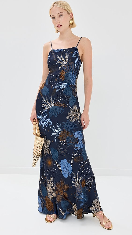 Night Jungle Navy Slip Dress