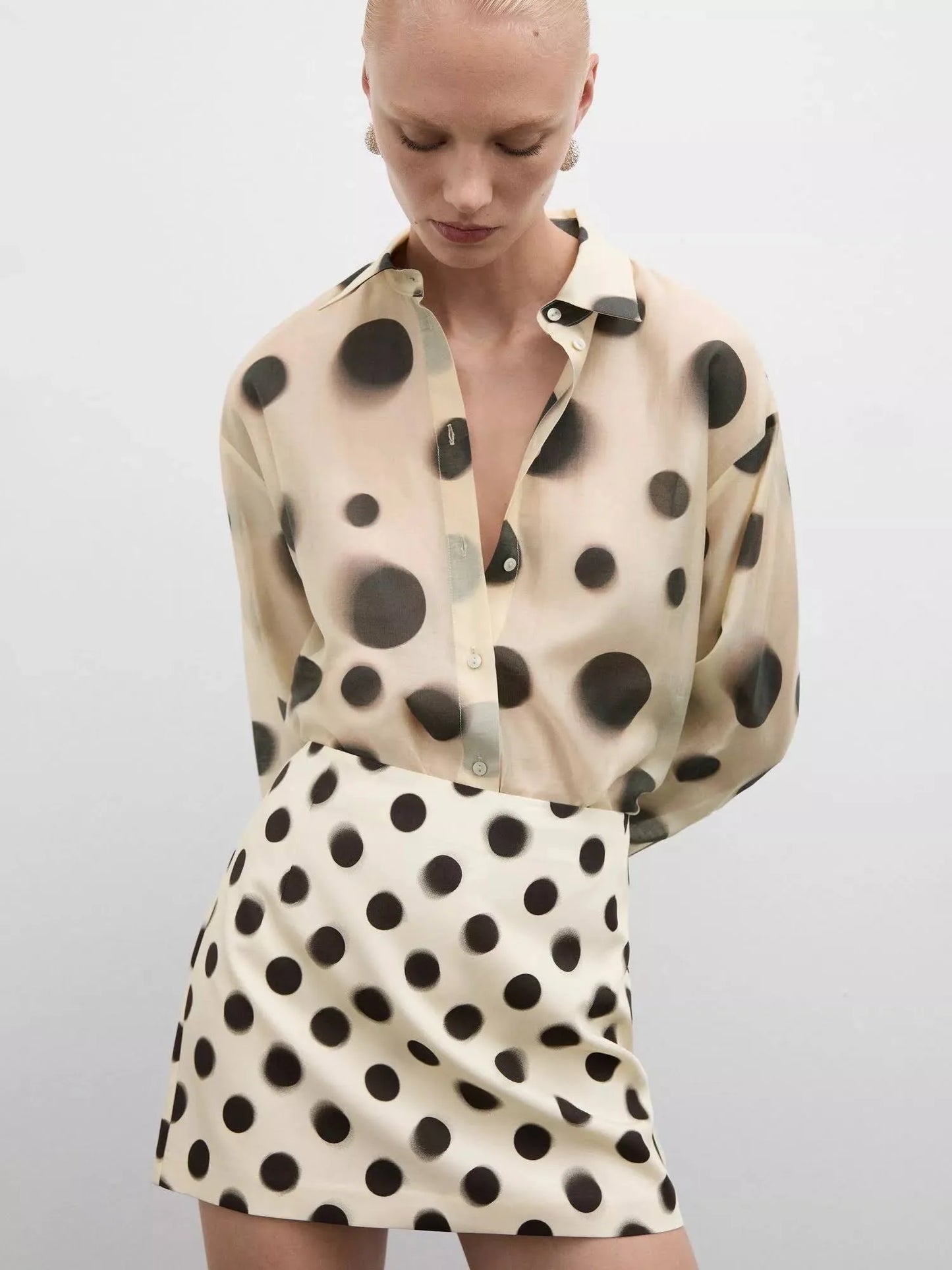 Poka Dot Satin Mini Skirt