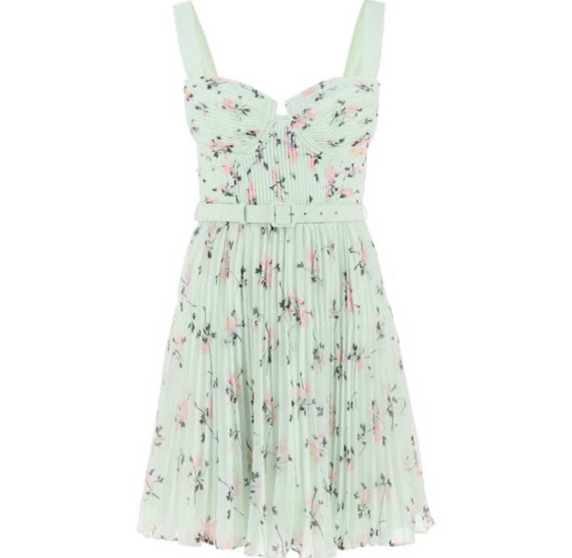 Green Floral Print Mini Dress