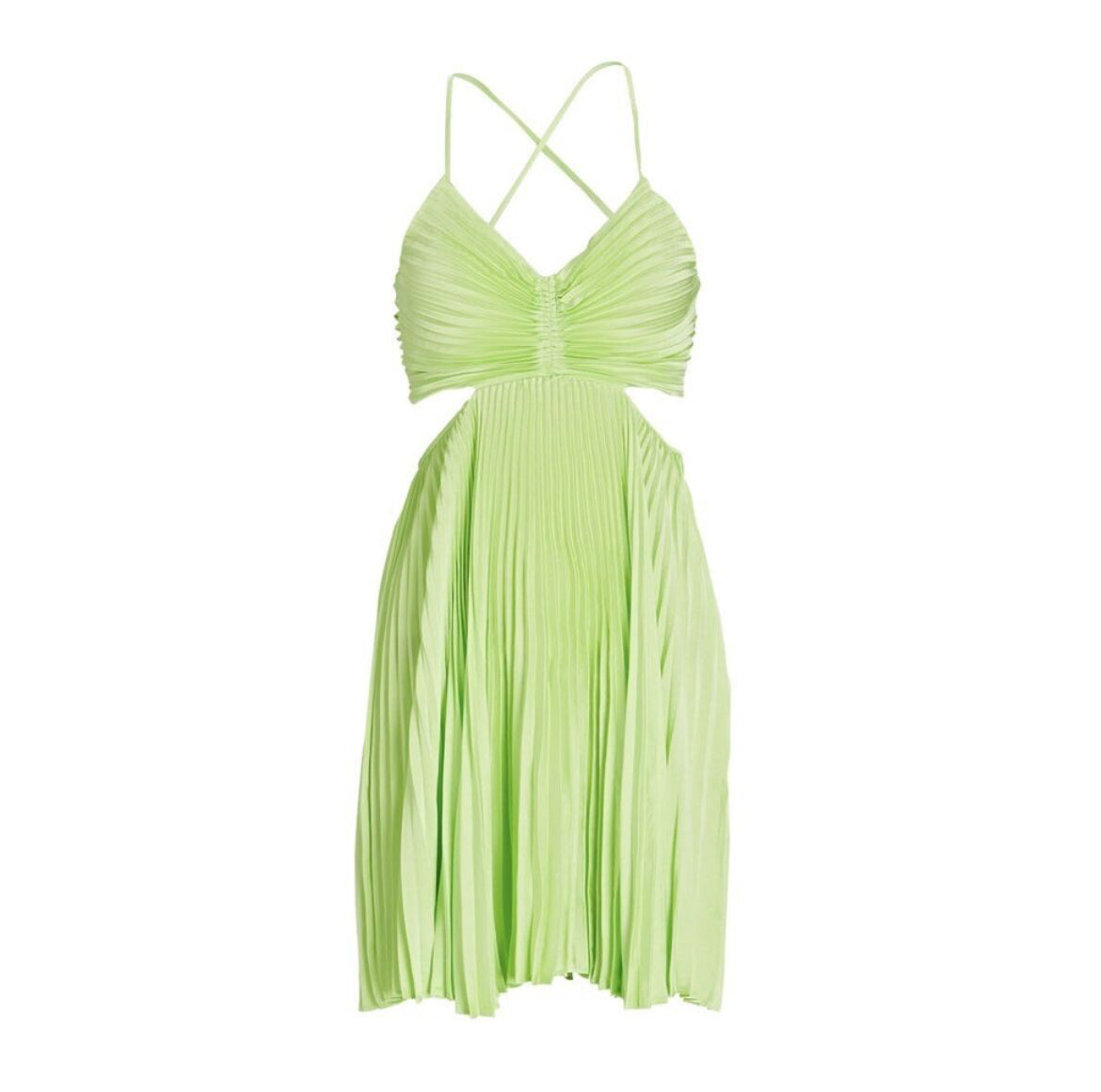 Ari Pleated Satin Mini Dress