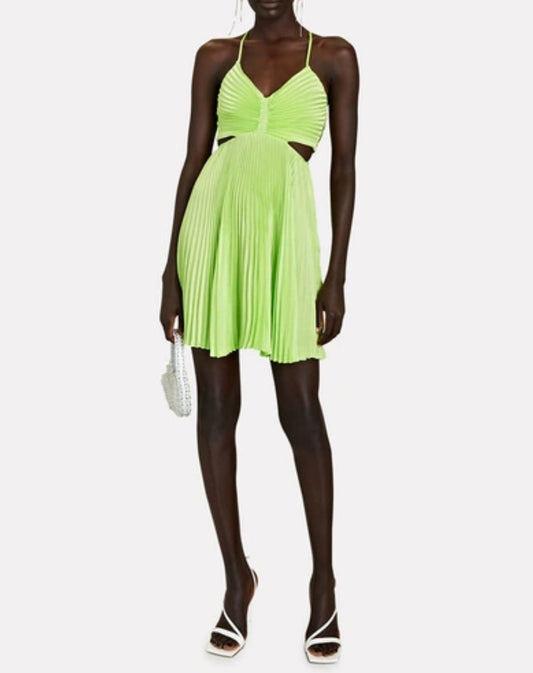 Ari Pleated Satin Mini Dress
