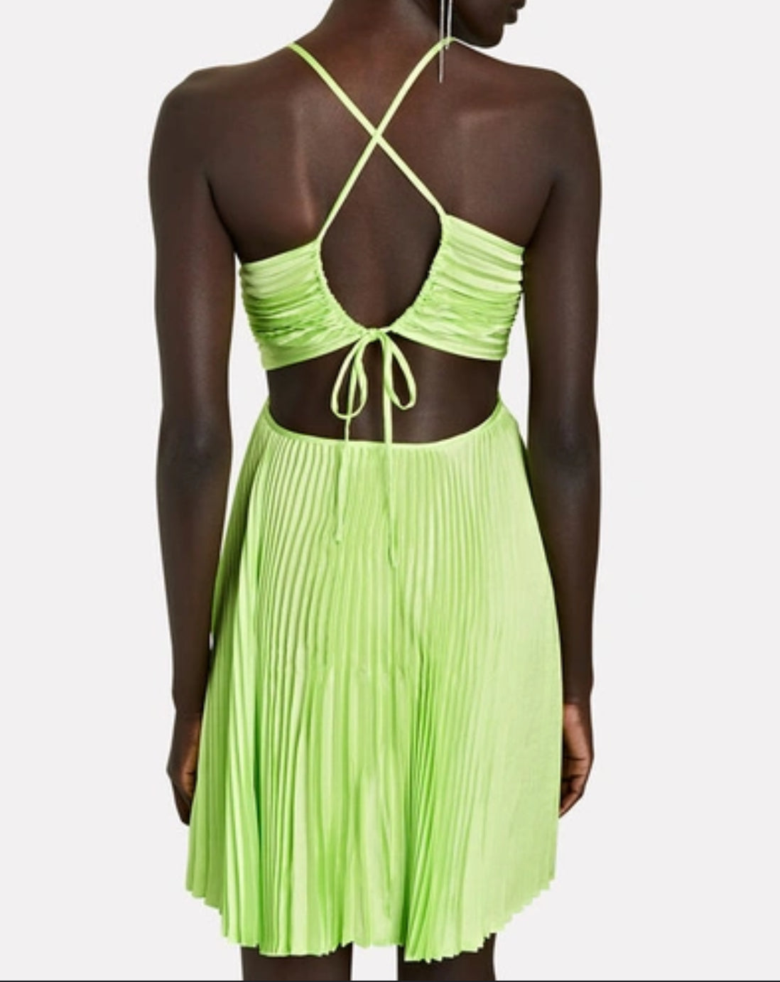 Ari Pleated Satin Mini Dress
