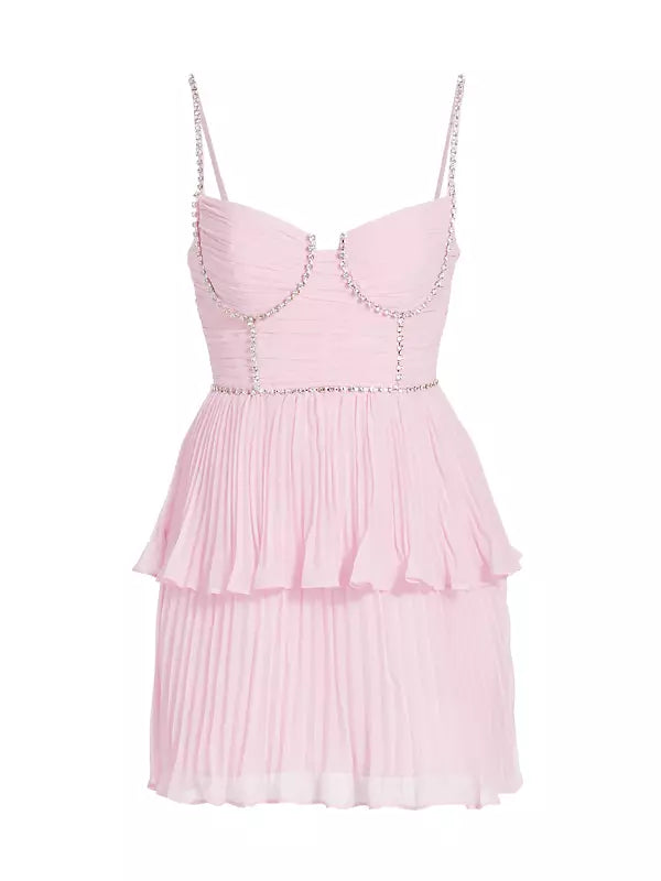 Tiered Chiffon Diamante Minidress
