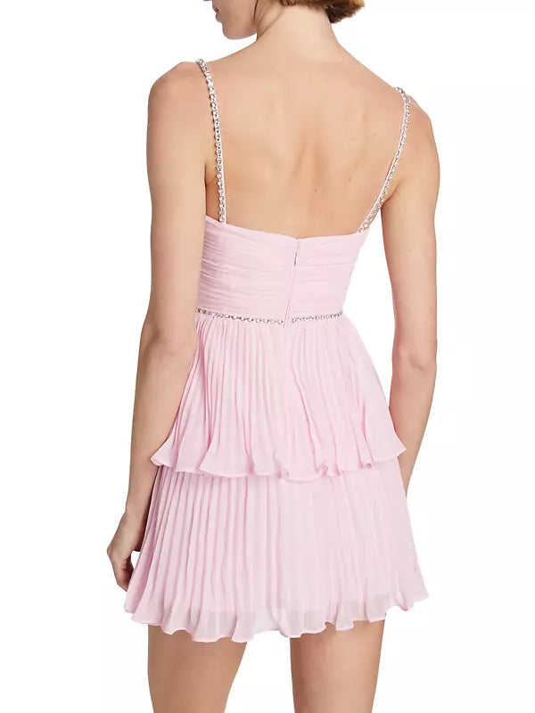Tiered Chiffon Diamante Minidress