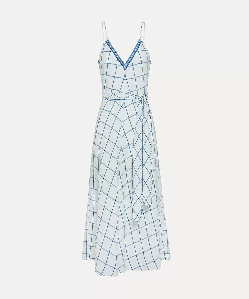 Check Linen Belt Dress
