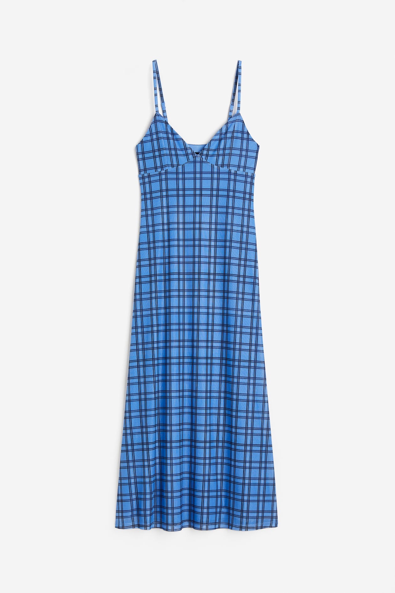 Blue/Checked Mesh Slip Dress