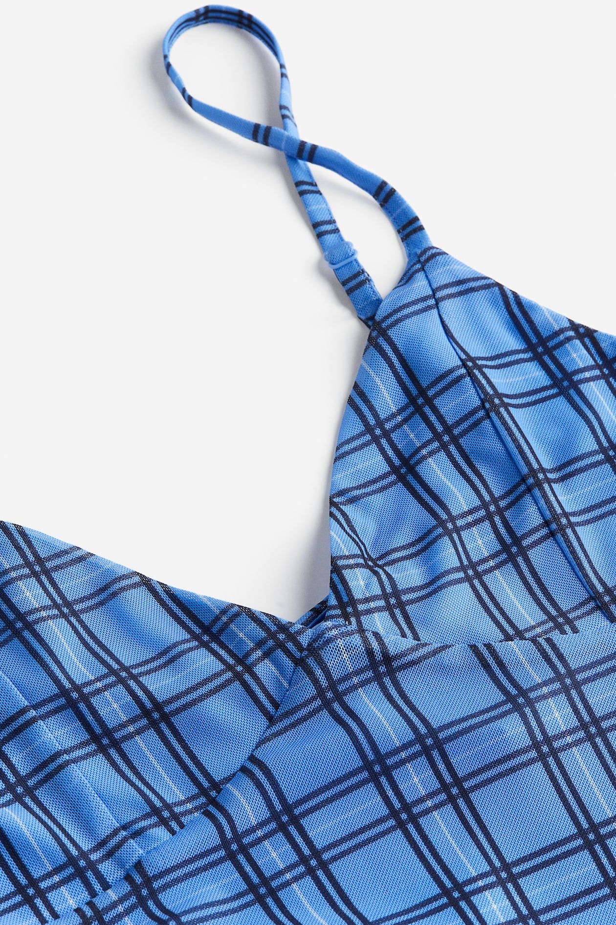 Blue/Checked Mesh Slip Dress