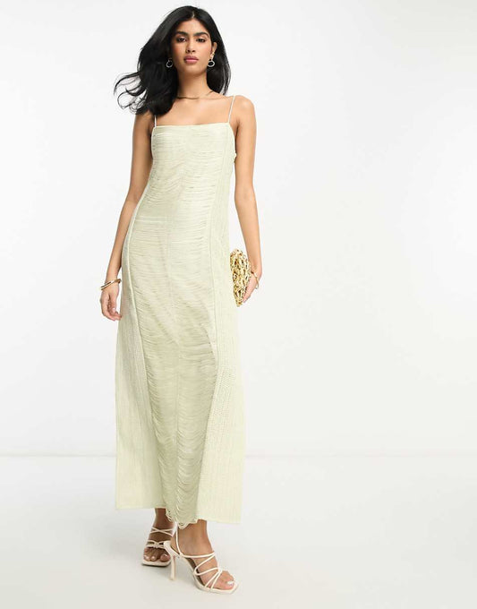 Fringe Crochet Cami Maxi Dress