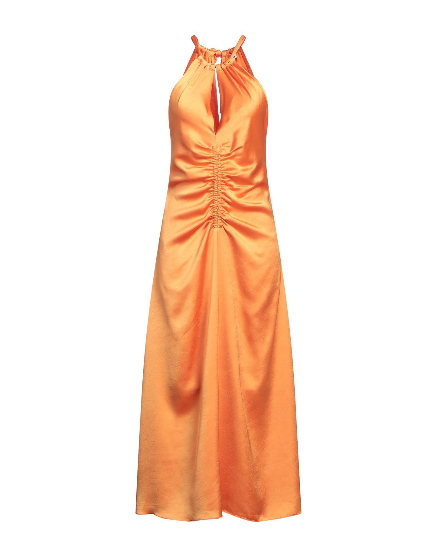 Ruched Halter Neck Satin Midi