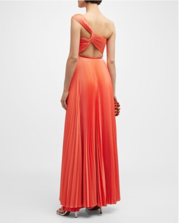 Nessa Pleated One-Shoulder Maxi Dress