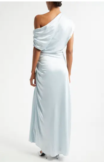 Penny One Shoulder Ruched Satin Gown