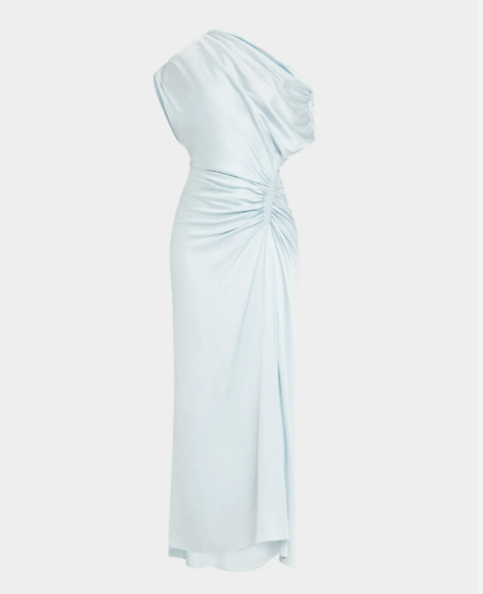 Penny One Shoulder Ruched Satin Gown