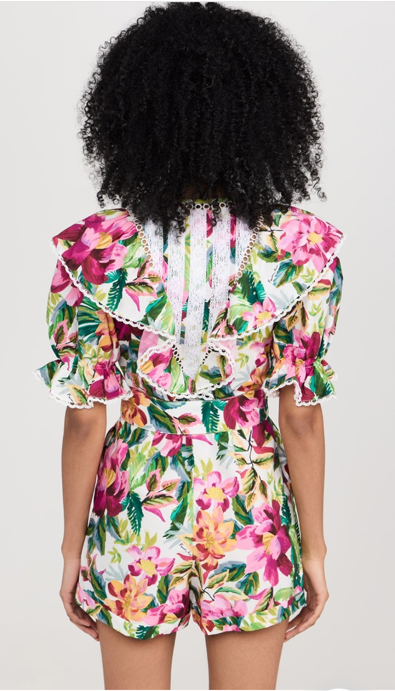Painted Flowers Off-White Romper