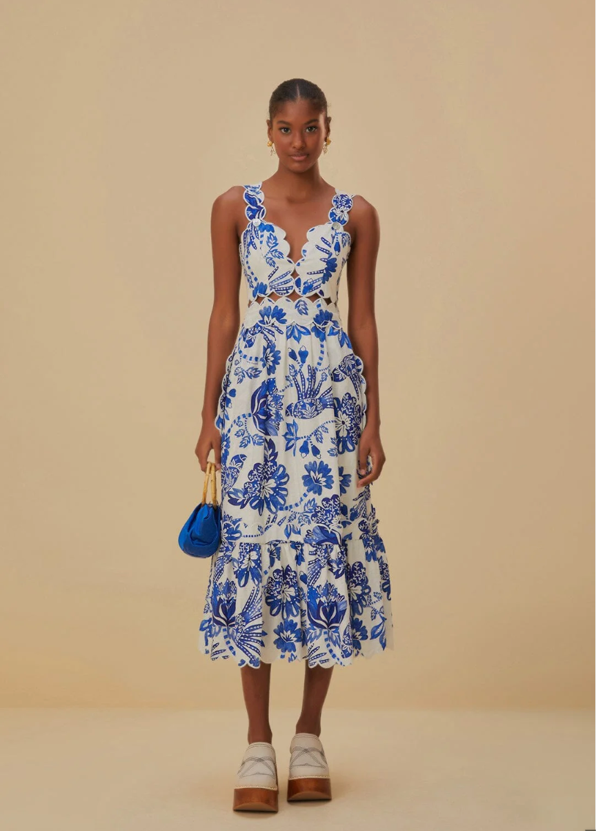 Flowerful Birds Midi Dress
