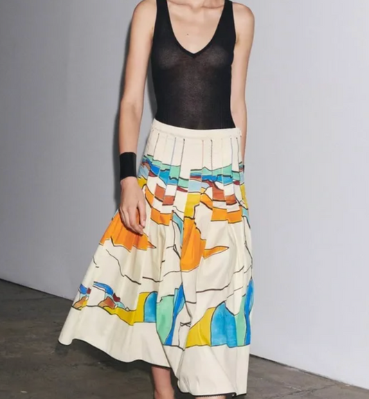 Printed Pleated Skirt