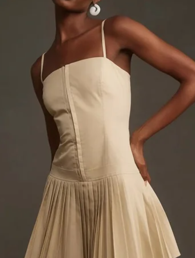 Mare Mare Square-Neck Pleated Mini Dress