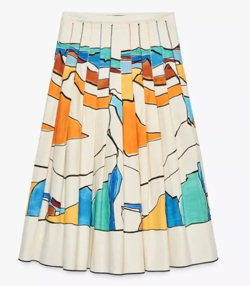 Printed Pleated Skirt