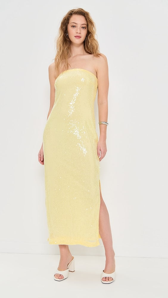 Butter Yellow Strapless Maxi