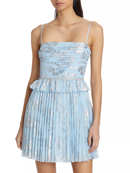 Metallic Floral Ruffle Dress