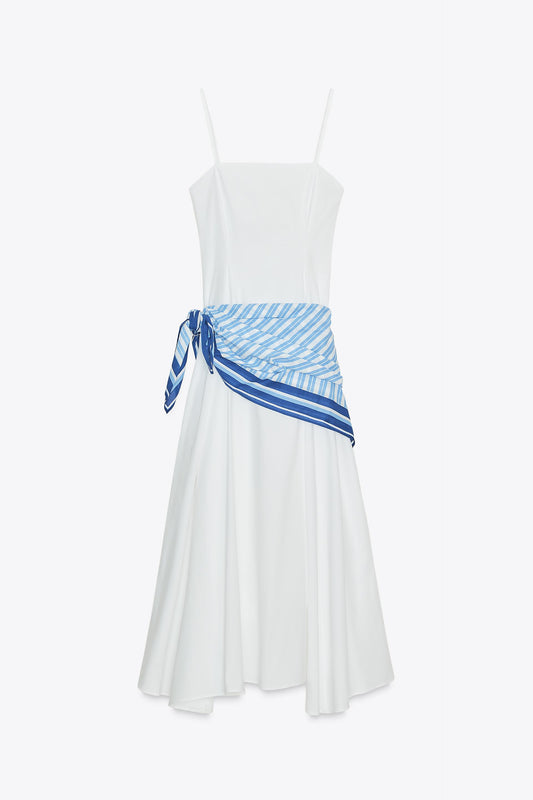 Stripe Scarf Midi Dress