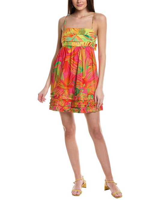 Mixed Painted Birds Mini Dress