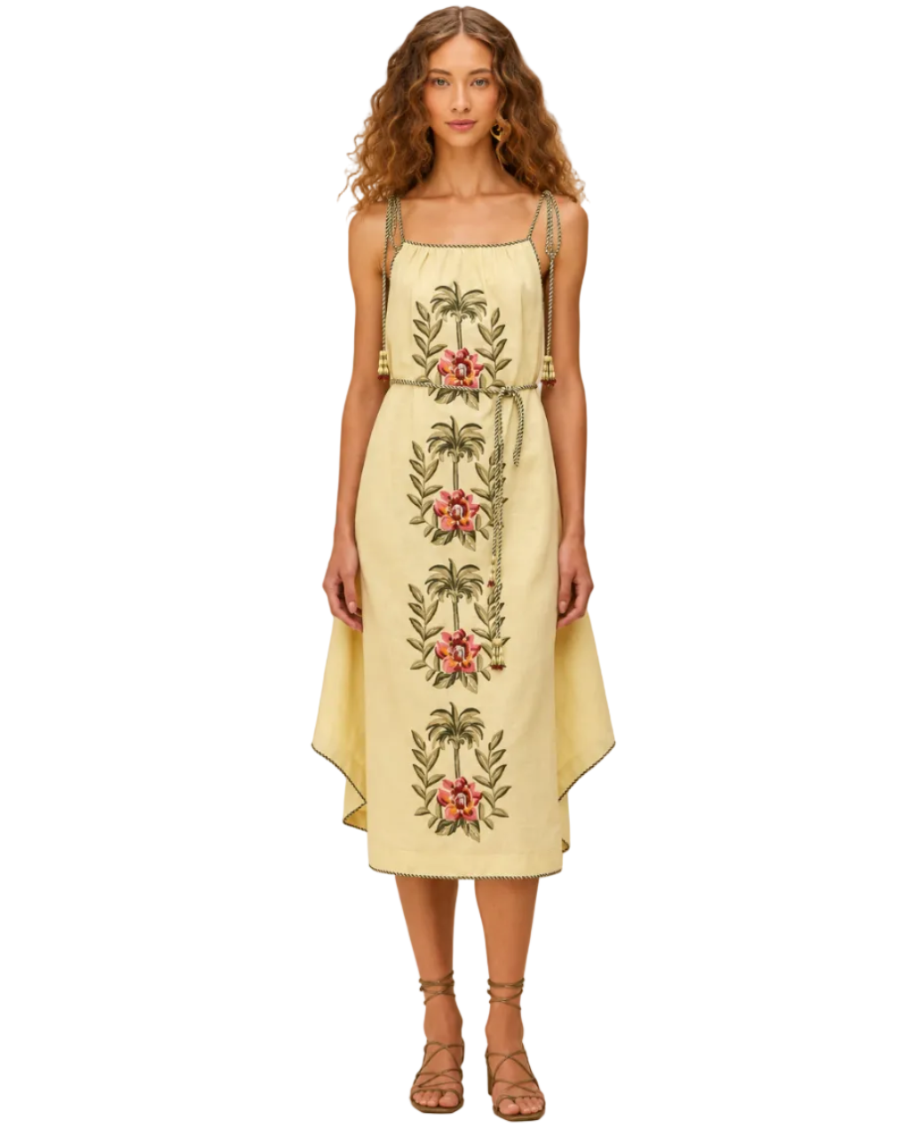 Sand Tropical Flower Dress