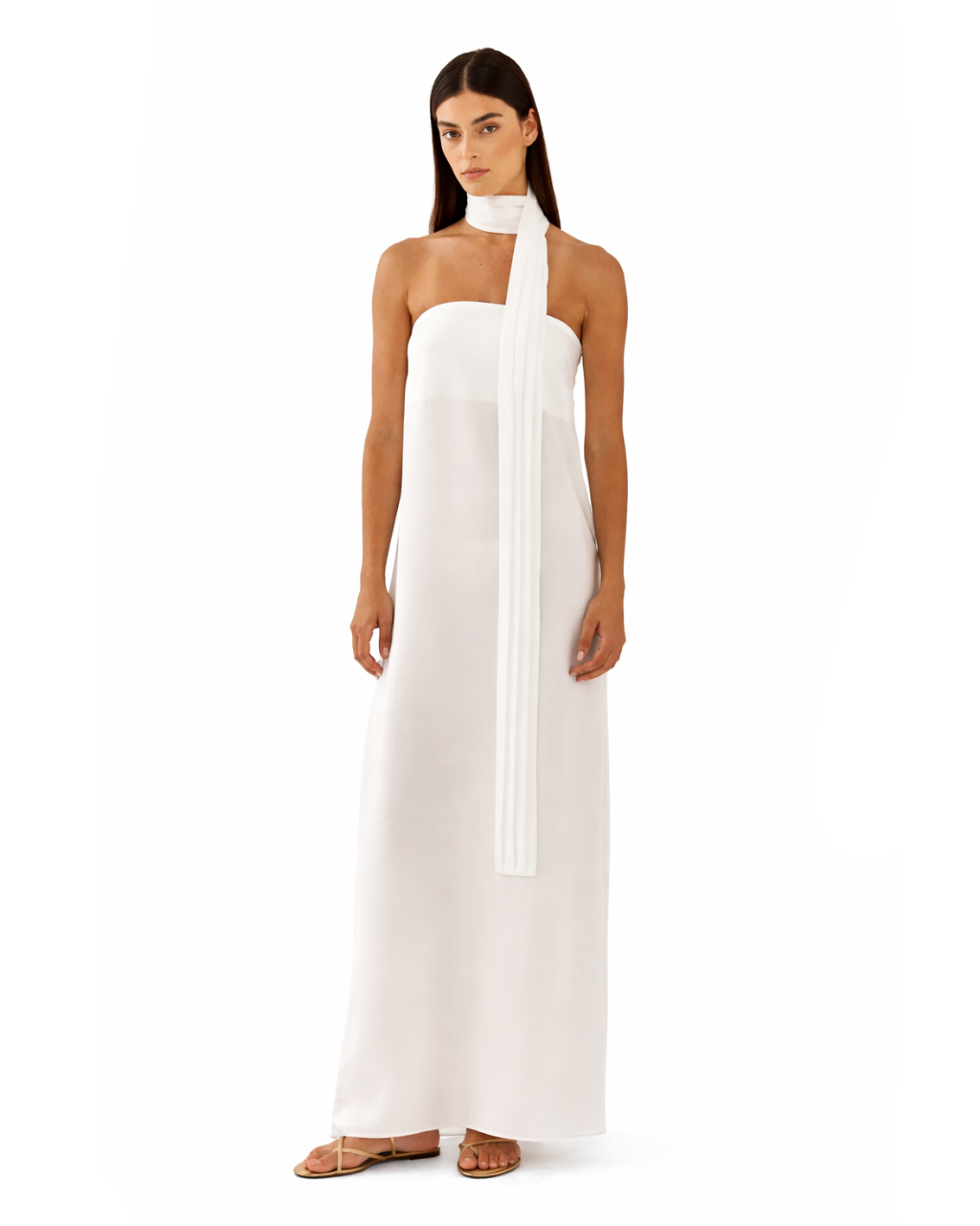 Collared Flowy White Dress