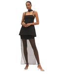 Anna Sleeveless Satin Layered Sheer