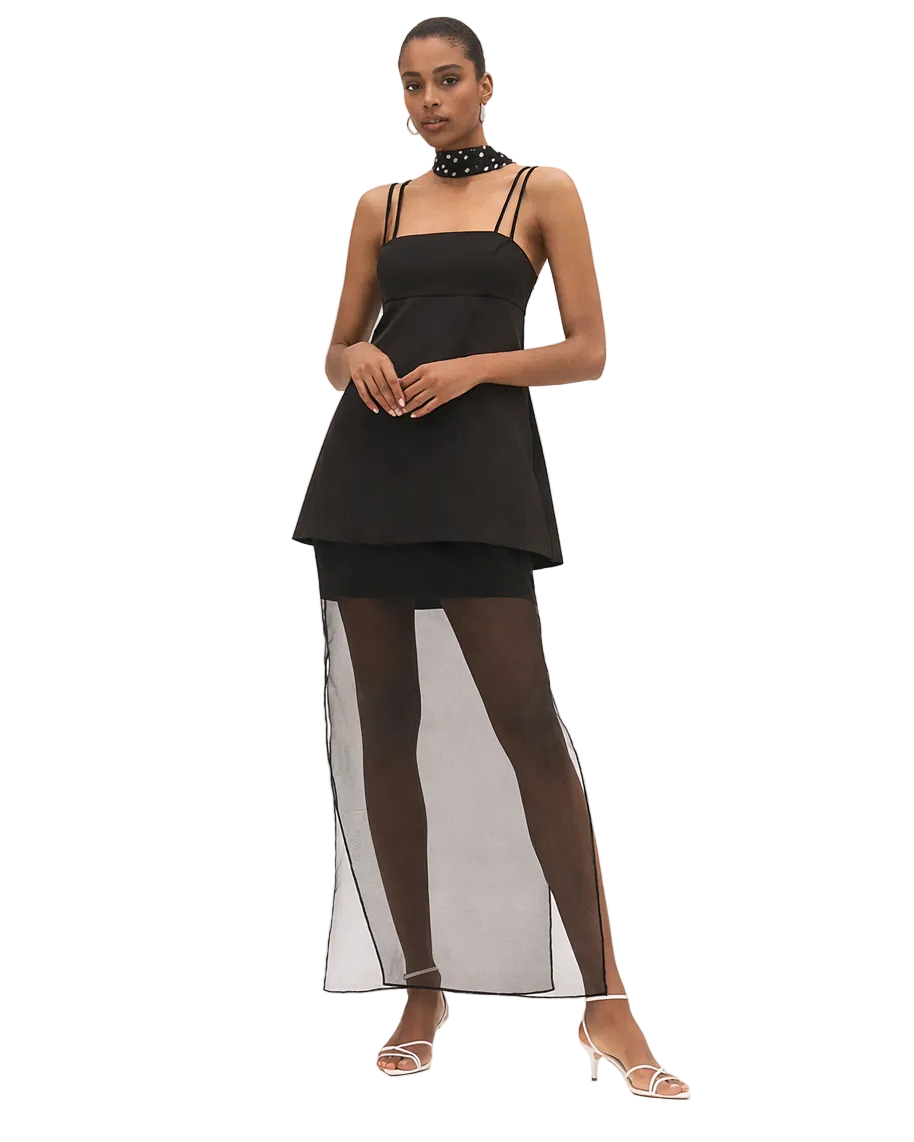 Anna Sleeveless Satin Layered Sheer