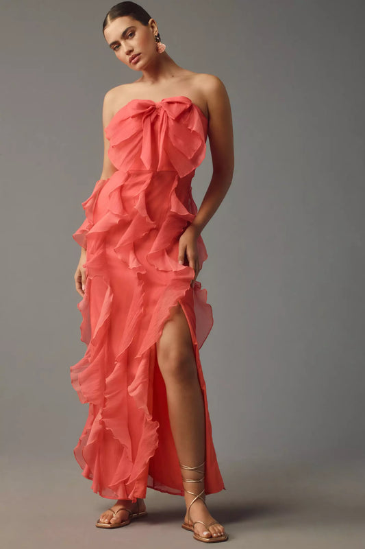 Allover Strapless Gown