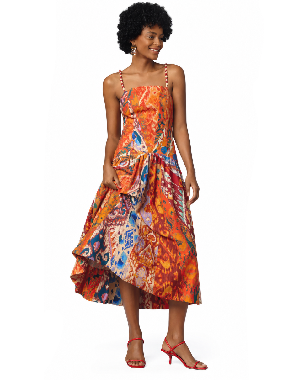 Motif Strap Midi Dress