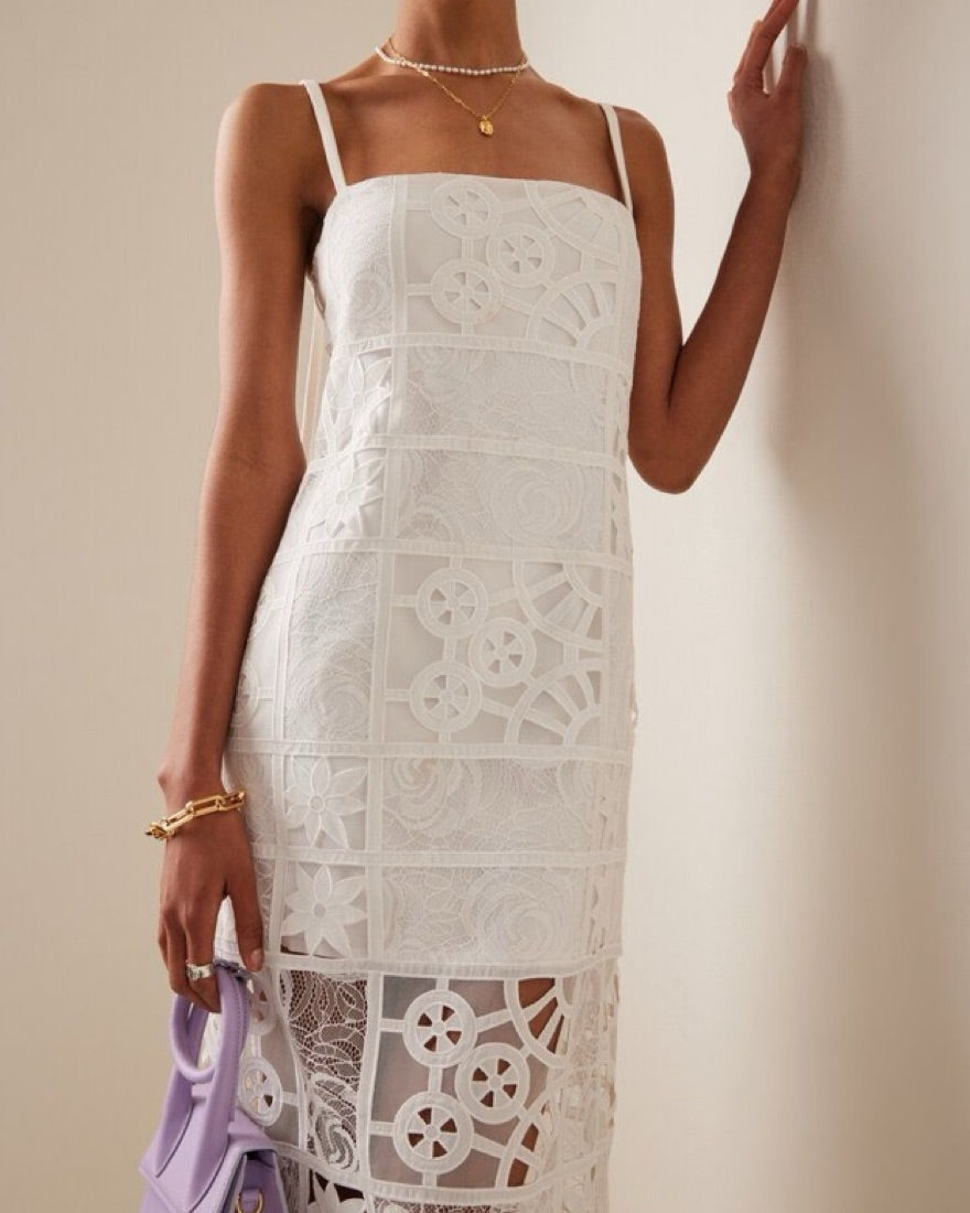 Bronze Midi Dress In White