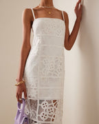 Bronze Midi Dress In White