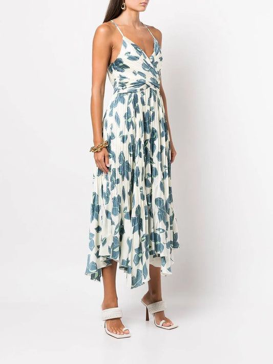 Floral Print Midi Wrap Dress