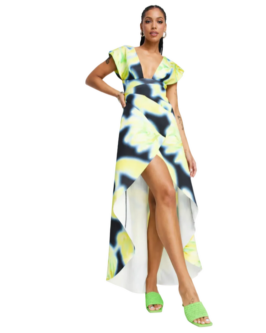 High Low Plunge Maxi Dress