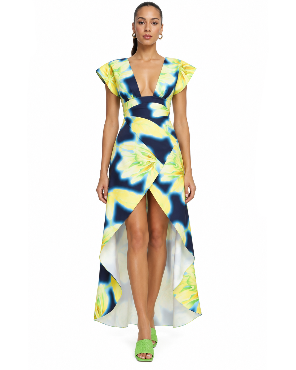 High Low Plunge Maxi Dress