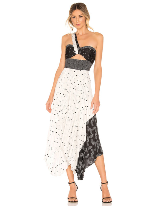 Mixed Printed Midi Dress