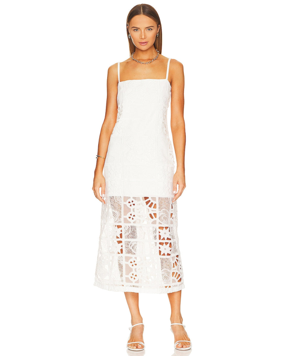 Bronze Midi Dress In White