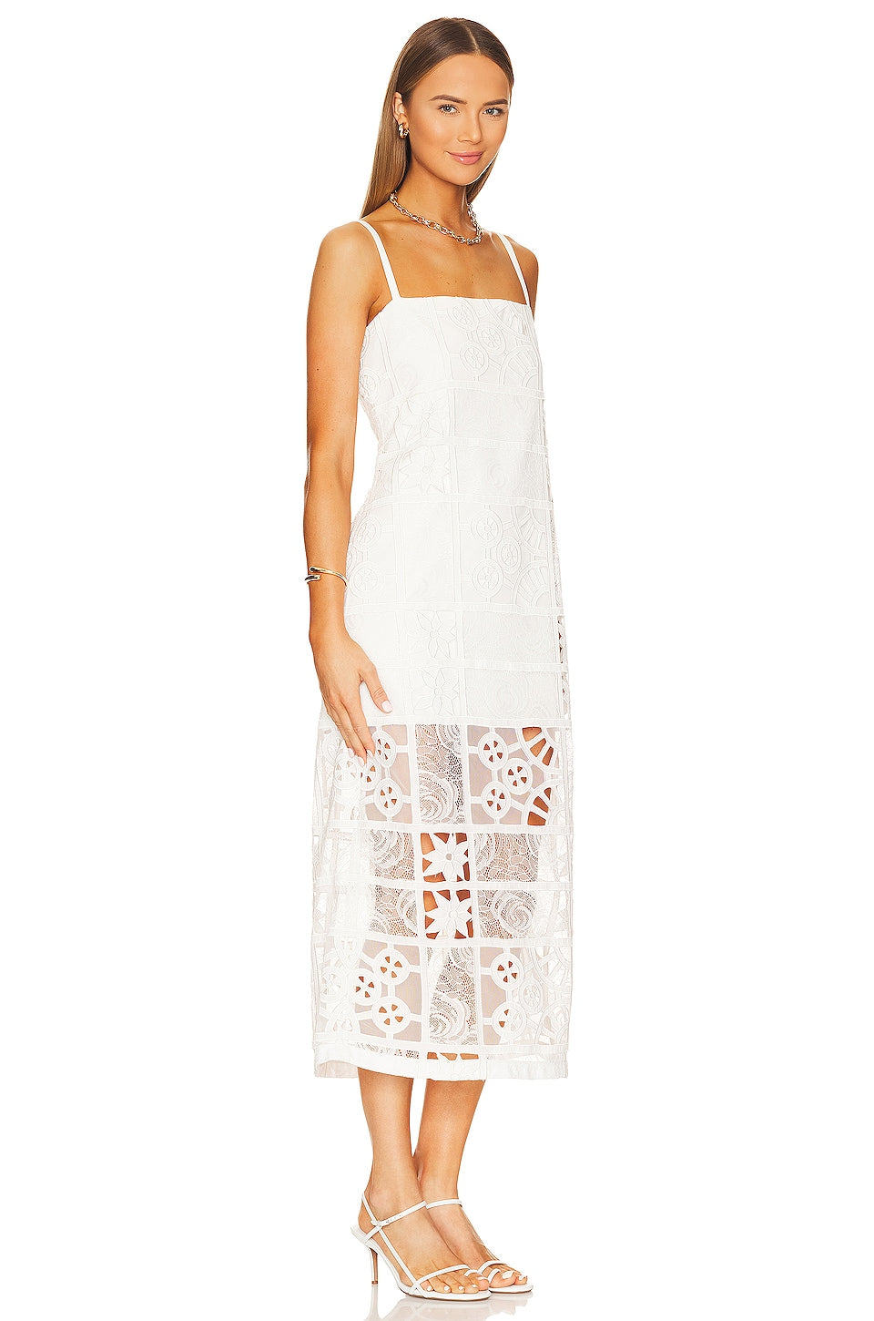 Bronze Midi Dress In White