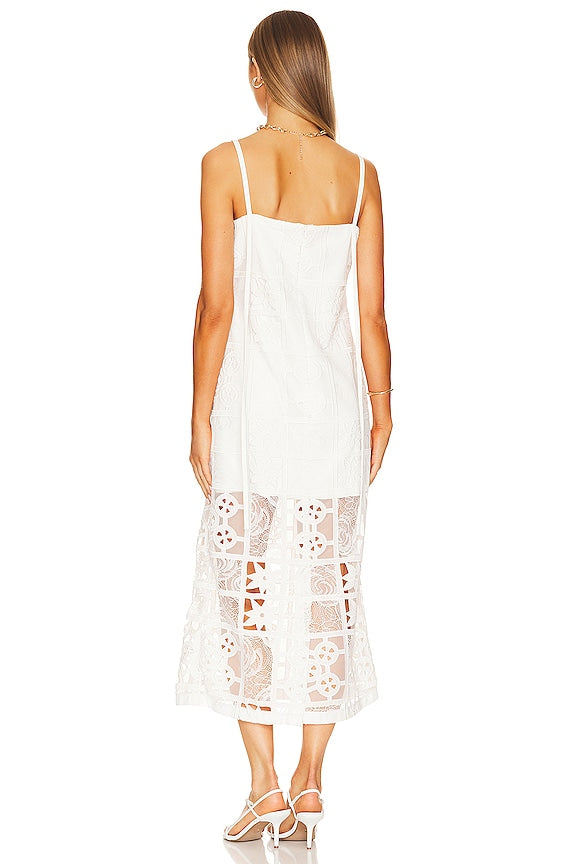 Bronze Midi Dress In White