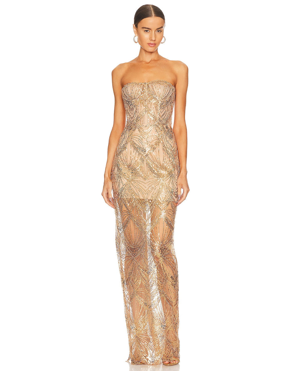 Giselle Maxi Dress In Gold