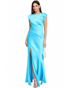 Joanna Satin Cowl-Back Dress