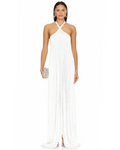 Asymmetric Halter Pleated Gown