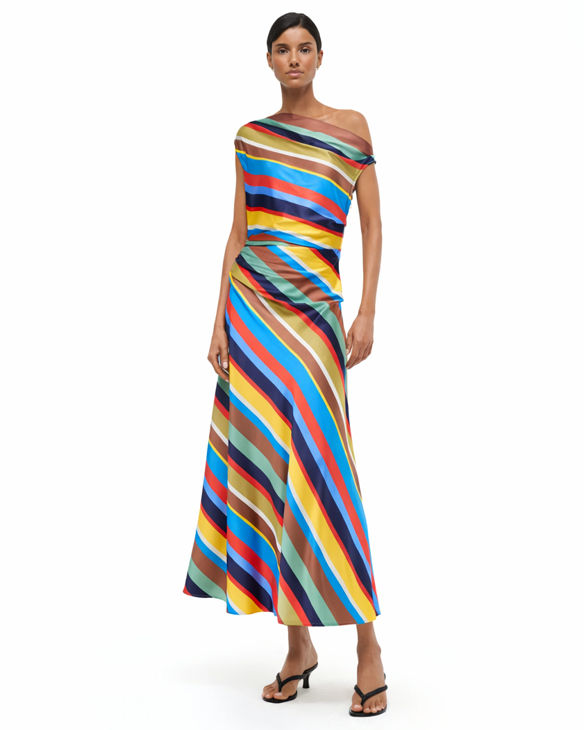 Phare Silk Dress Market Stripe